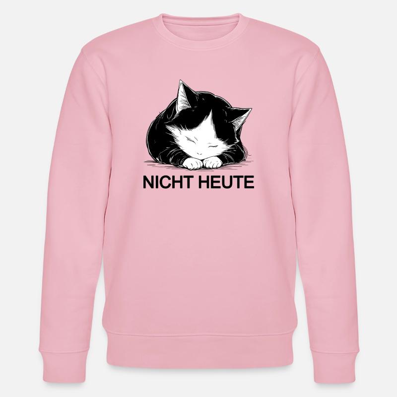Kuschelige Schwarzweißkatze nicht heute - Stanley/Stella Unisex Bio-Sweatshirt CHANGER  - Hellrosa