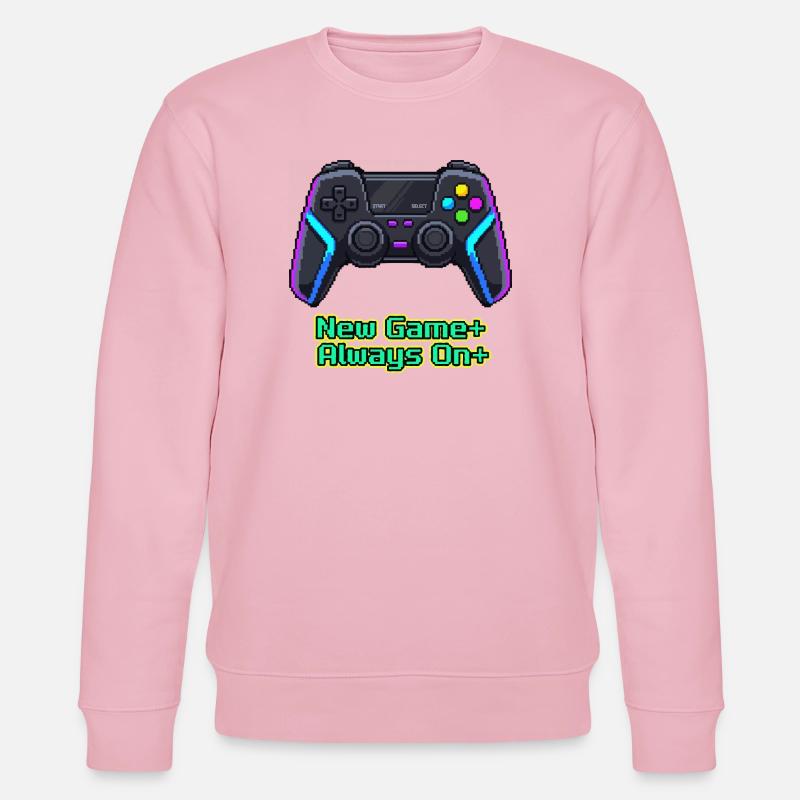 Neon Pixel Controller New Game Plus - Stanley/Stella CHANGER Unisex Organic Sweatshirt - cotton pink