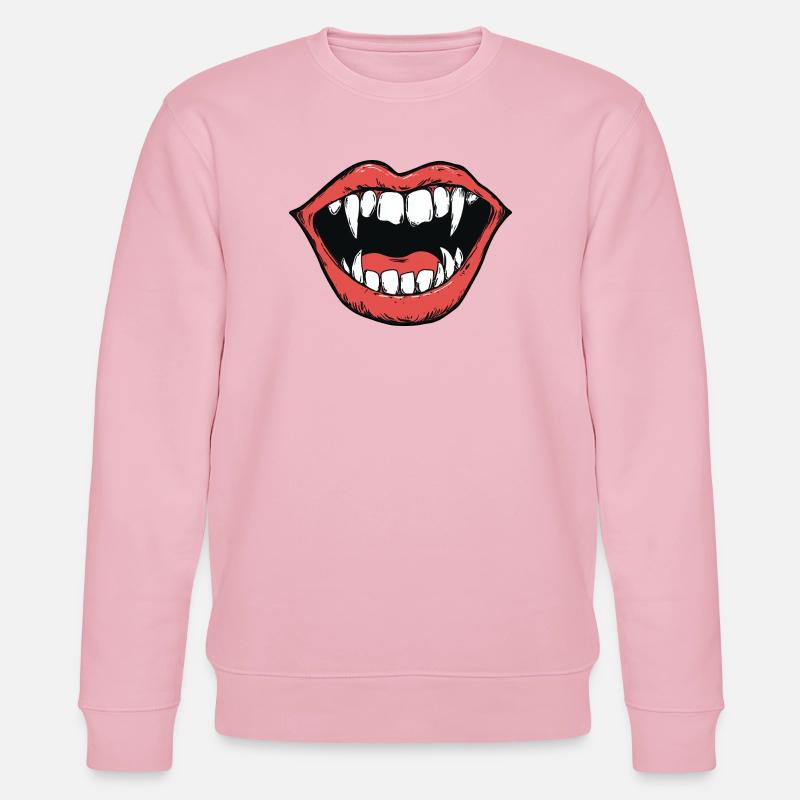 vampire mouth, sharp teeth, bite - Stanley/Stella CHANGER Unisex Organic Sweatshirt - cotton pink