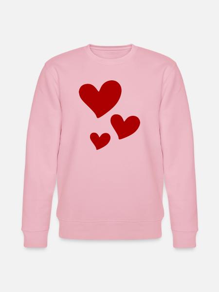 Rote Herzen Trio-Print - Stanley/Stella Unisex Bio-Sweatshirt CHANGER - Hellrosa