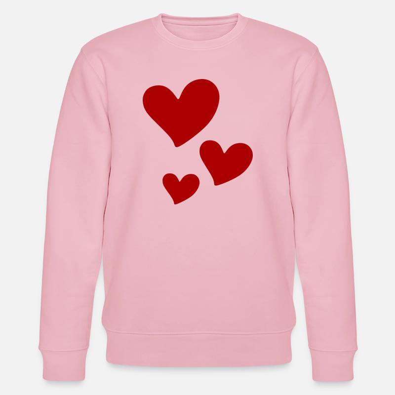 Rote Herzen Trio-Print - Stanley/Stella Unisex Bio-Sweatshirt CHANGER  - Hellrosa