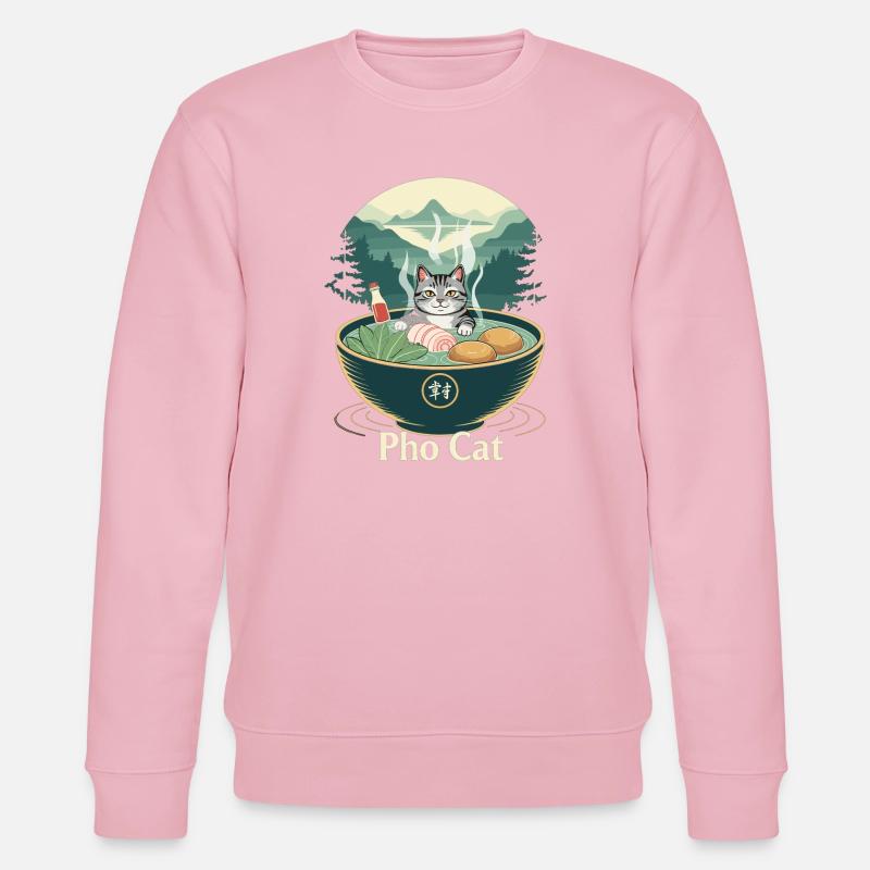 Pho Cat im Ramenbecher - Stanley/Stella Unisex Bio-Sweatshirt CHANGER - Hellrosa