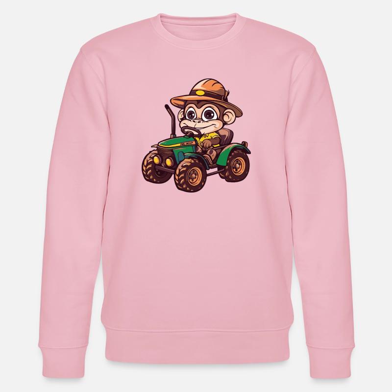 Monkey Tractor Farmer - Stanley/Stella CHANGER Unisex Organic Sweatshirt - cotton pink