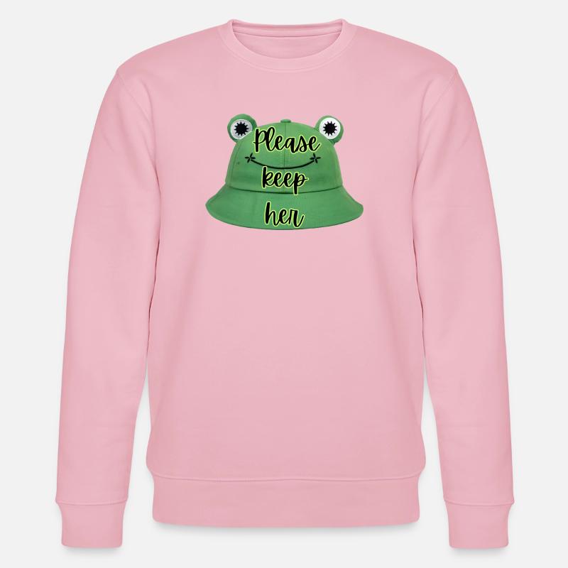 Please keep here - Frog hat - Stanley/Stella CHANGER Unisex Organic Sweatshirt - cotton pink