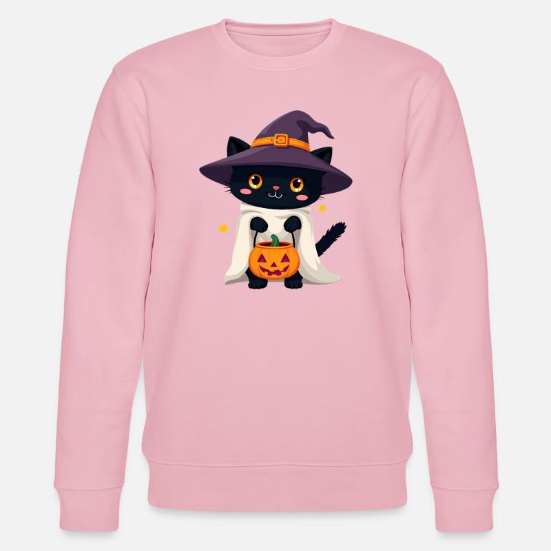Chat d’Halloween avec citrouille d’Halloween - Sweat bio CHANGER Stanley/Stella Unisexe - rose pâle