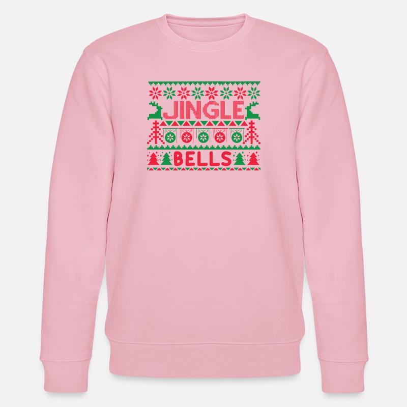 Hässlicher Pullover – Jingle Bells Strickmuster - Stanley/Stella Unisex Bio-Sweatshirt CHANGER  - Hellrosa