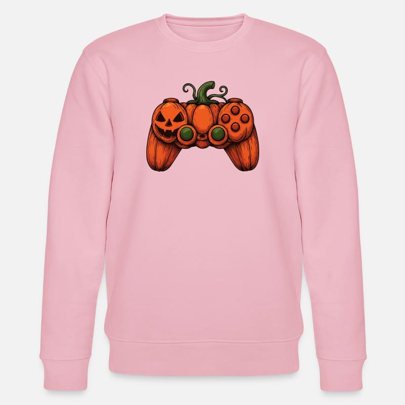 Halloween Controller Kürbis-Duo - Stanley/Stella Unisex Bio-Sweatshirt CHANGER  - Hellrosa
