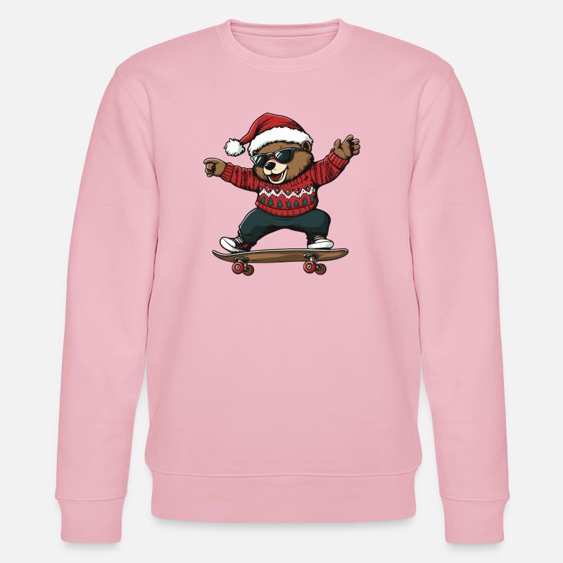 Ours Noël Drôle - Sweat bio CHANGER Stanley/Stella Unisexe - rose pâle