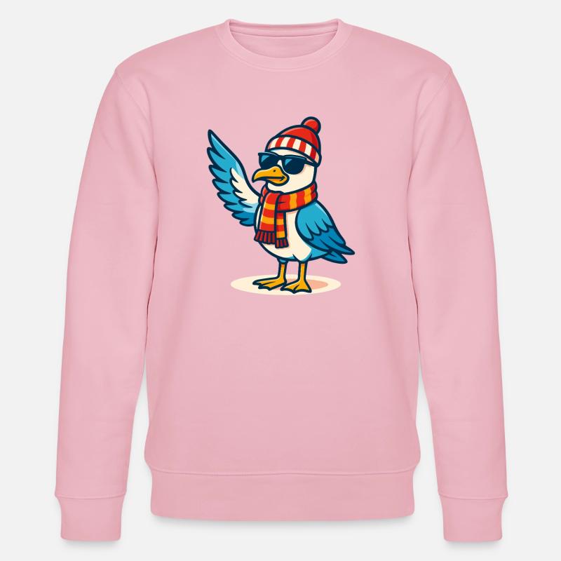 Coole Möwe mit Sonnenbrille & Mütze - Stanley/Stella Unisex Bio-Sweatshirt CHANGER  - Hellrosa
