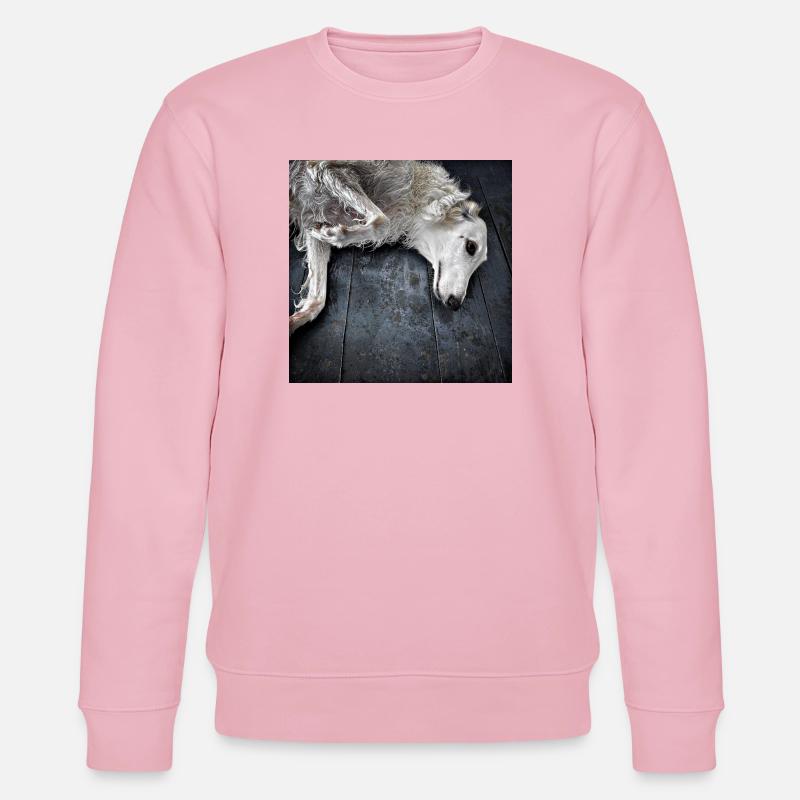 Weißer Windhund am Boden - Stanley/Stella Unisex Bio-Sweatshirt CHANGER  - Hellrosa