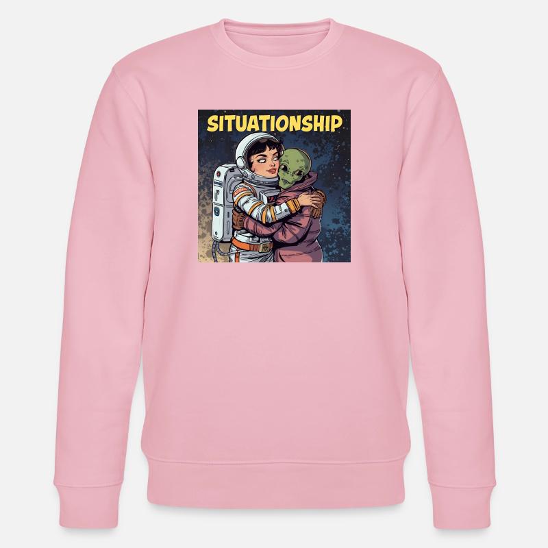 Situationship Astronautin und Alien - Stanley/Stella Unisex Bio-Sweatshirt CHANGER  - Hellrosa