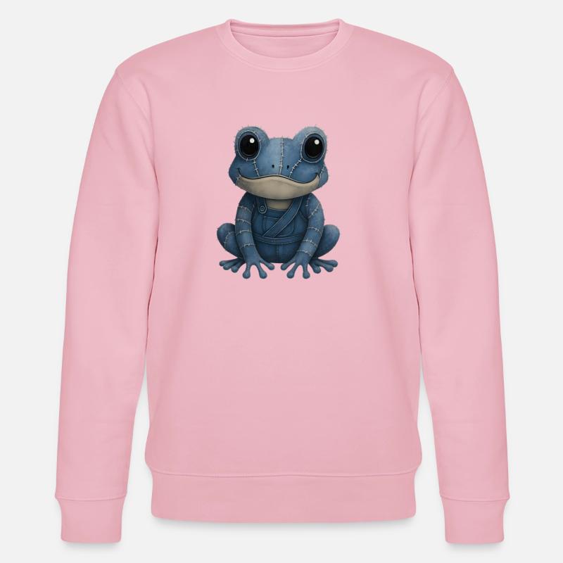 Denim Patchwork Frog - Stanley/Stella CHANGER Unisex Organic Sweatshirt - cotton pink