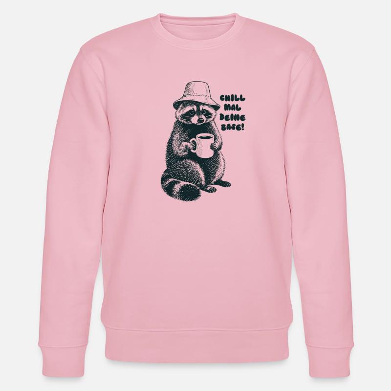 Chill mal deine Base - Waschbär - Stanley/Stella Unisex Bio-Sweatshirt CHANGER  - Hellrosa