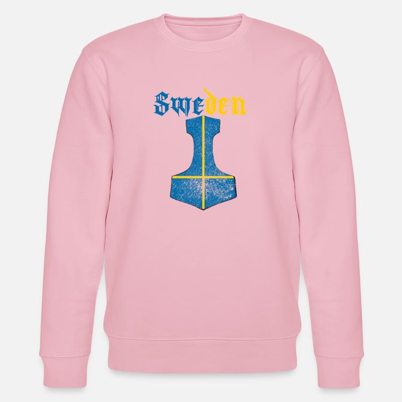 Schweden Flagge – Mjölnir Thorhammer Design - Stanley/Stella Unisex Bio-Sweatshirt CHANGER - Hellrosa