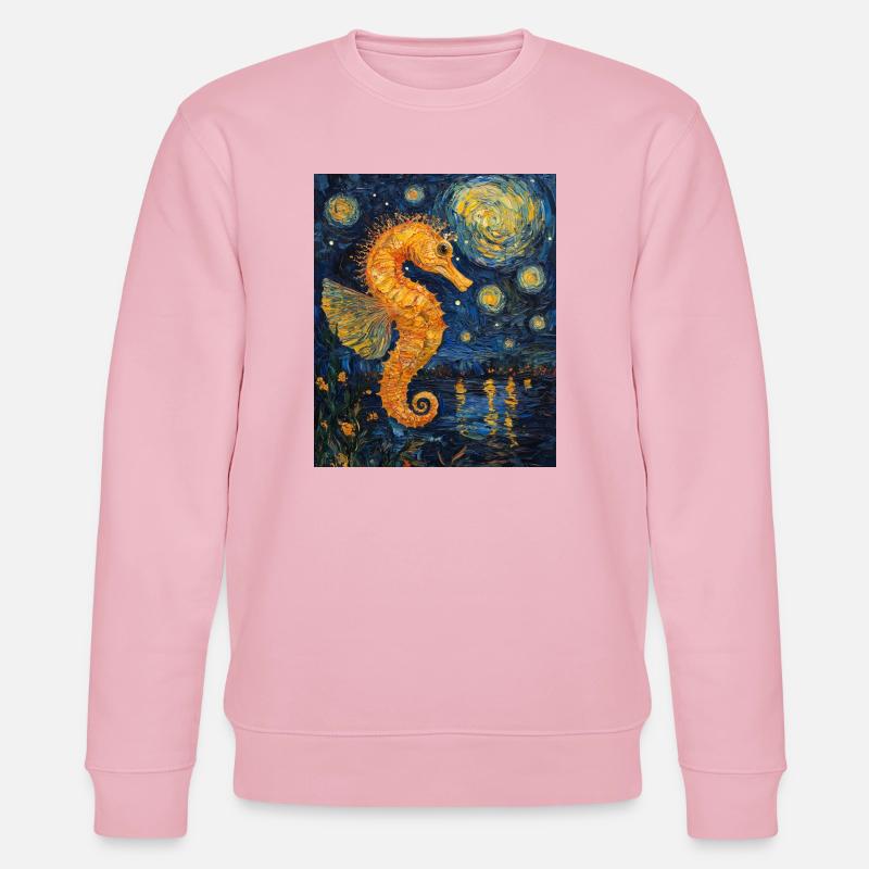 Seepferd Van Gogh Style Starry Night - Stanley/Stella Unisex Bio-Sweatshirt CHANGER - Hellrosa
