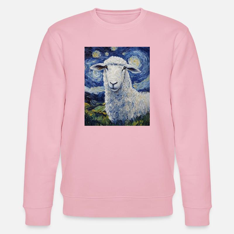 Mouton style Van Gogh Nuit étoilée - Sweat bio CHANGER Stanley/Stella Unisexe - rose pâle