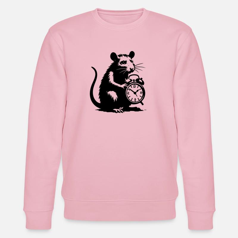 Gestresste Ratte und Wecker - Stanley/Stella Unisex Bio-Sweatshirt CHANGER  - Hellrosa