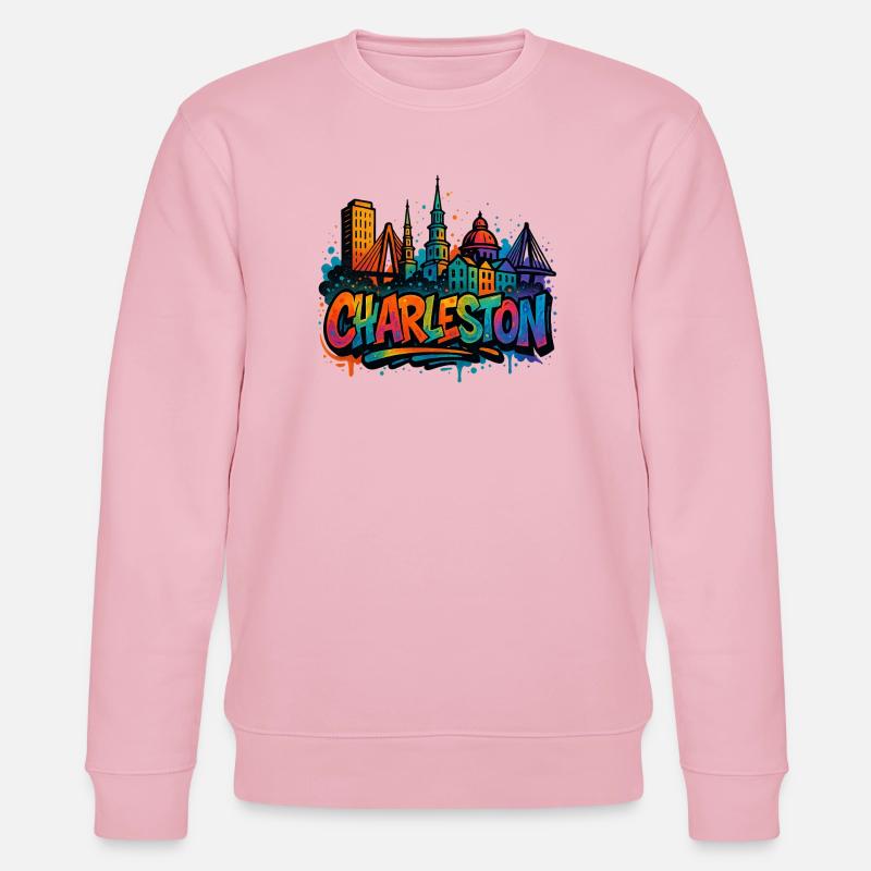 Charleston Skyline Graffiti - Stanley/Stella CHANGER Unisex Organic Sweatshirt - cotton pink