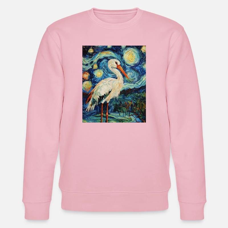 Storch Vogel Van Gogh Style - Stanley/Stella Unisex Bio-Sweatshirt CHANGER  - Hellrosa