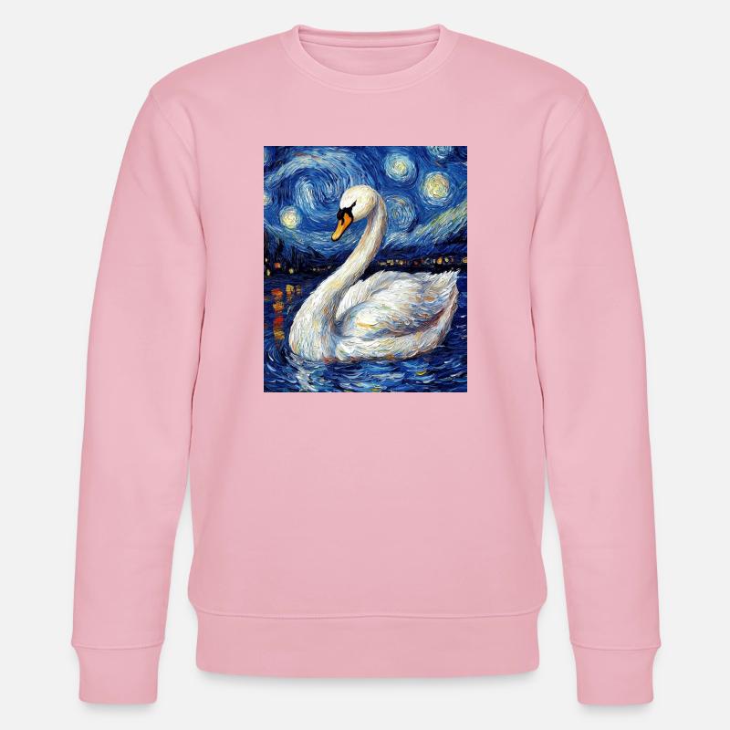 Schwan Vogel Van Gogh Style - Stanley/Stella Unisex Bio-Sweatshirt CHANGER  - Hellrosa