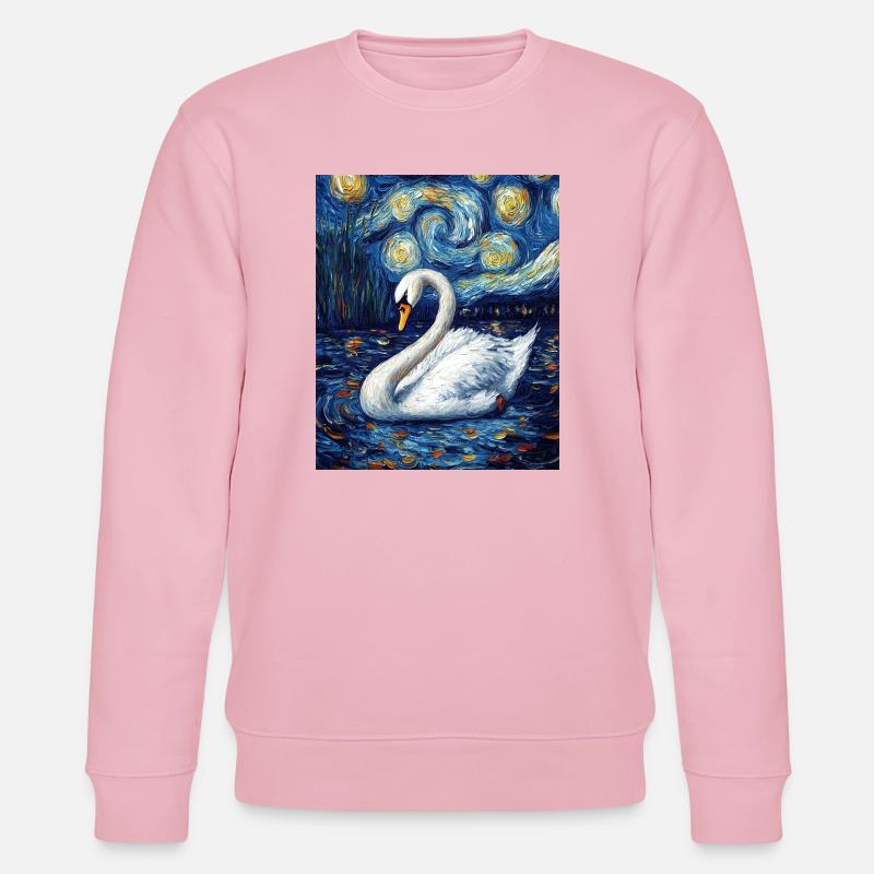 Schwan Vogel Van Gogh Style - Stanley/Stella Unisex Bio-Sweatshirt CHANGER  - Hellrosa