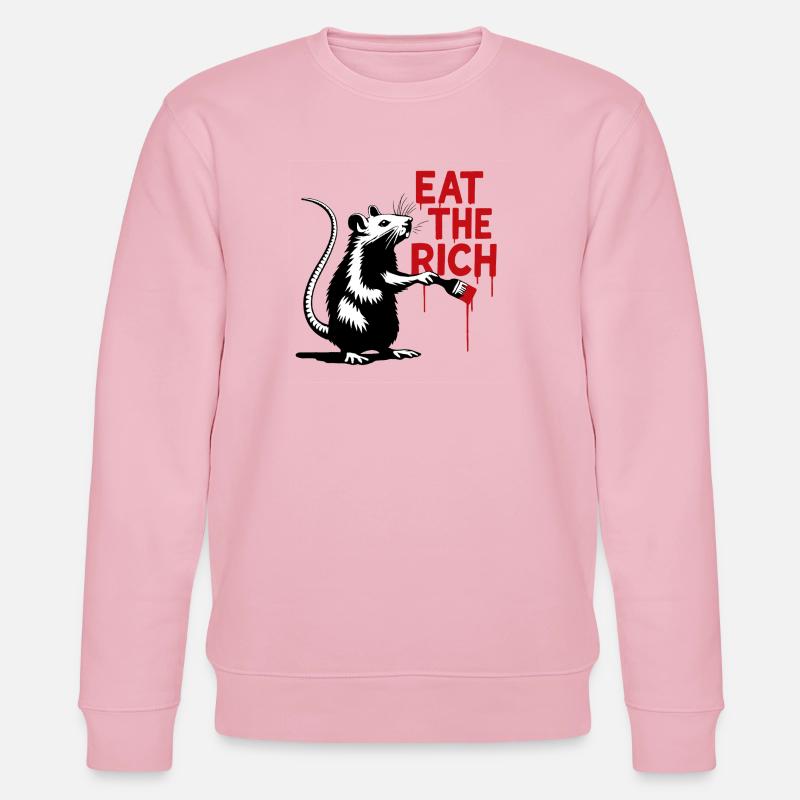 Ratte mit Botschaft Eat the Rich - Stanley/Stella Unisex Bio-Sweatshirt CHANGER  - Hellrosa