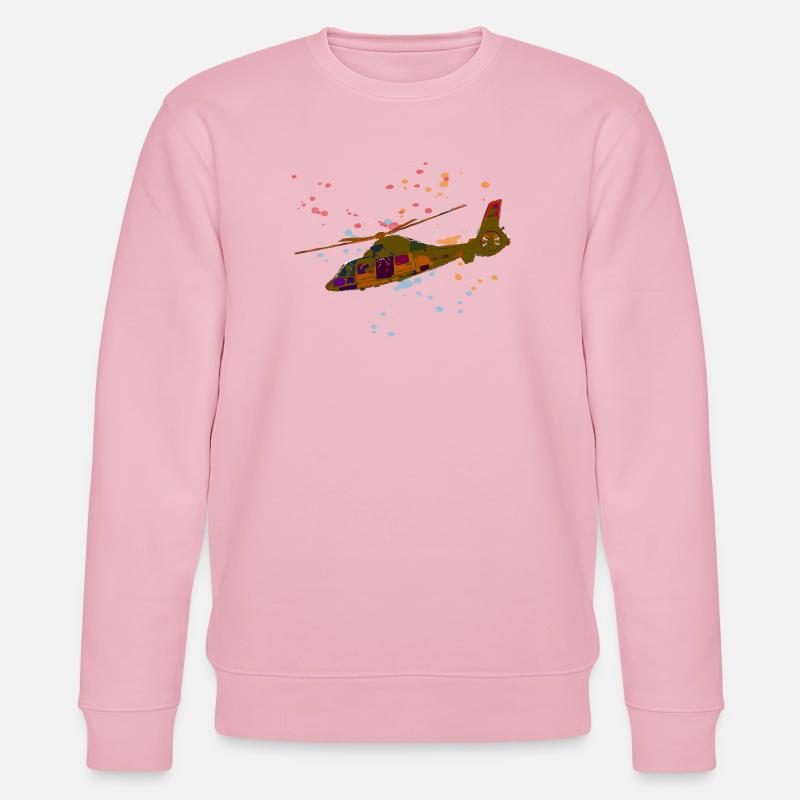 Bunter Hubschrauber Splatter-Design - Stanley/Stella Unisex Bio-Sweatshirt CHANGER  - Hellrosa