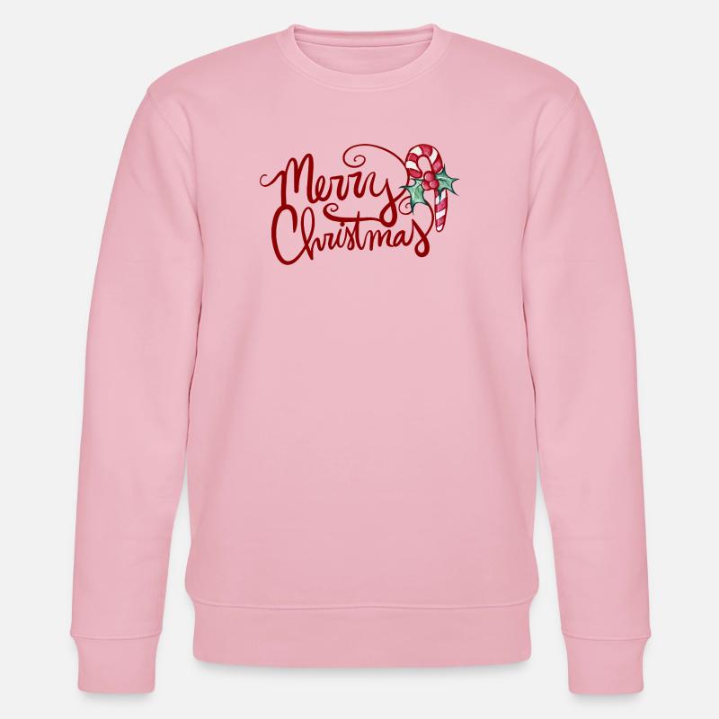 Merry Christmas Script with Candy Cane - Stanley/Stella CHANGER Unisex Organic Sweatshirt - cotton pink