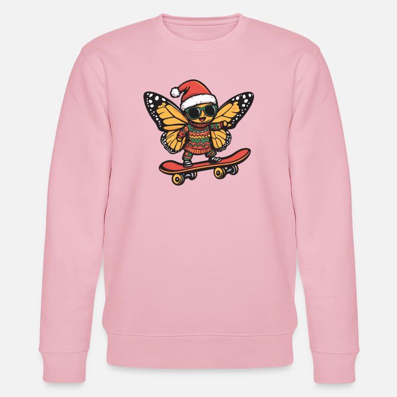 Papillon Noël Drôle - Sweat bio CHANGER Stanley/Stella Unisexe - rose pâle