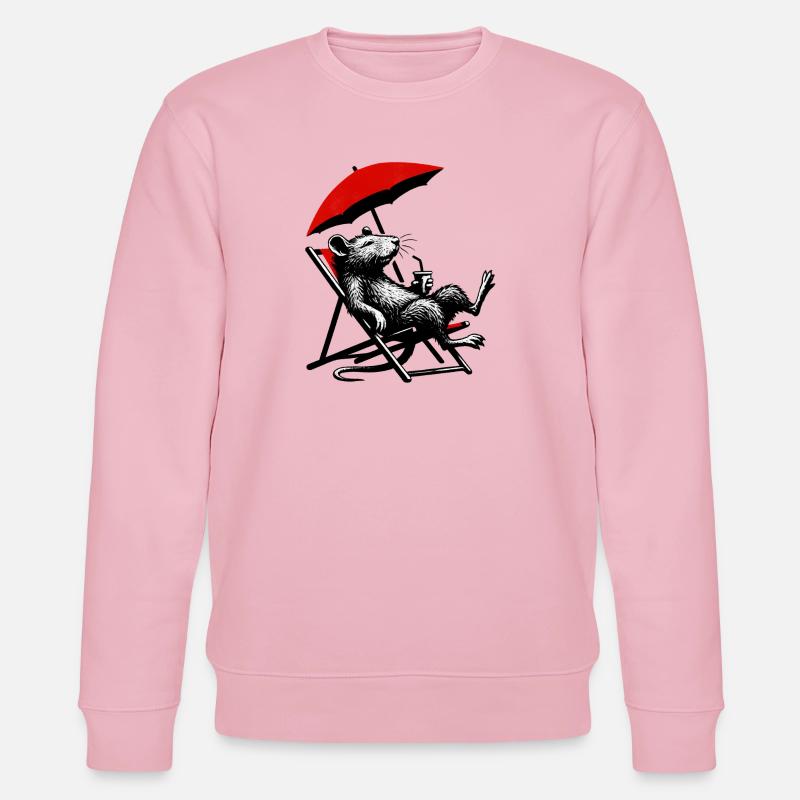 Ratte am Strand mit Cocktail - Stanley/Stella Unisex Bio-Sweatshirt CHANGER  - Hellrosa