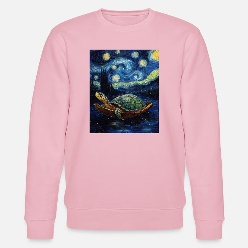 Schildkröte Van Gogh Style - Stanley/Stella Unisex Bio-Sweatshirt CHANGER  - Hellrosa