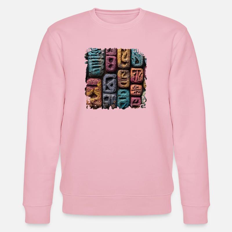 Bunte Steinbuchstaben Muster - Stanley/Stella Unisex Bio-Sweatshirt CHANGER  - Hellrosa
