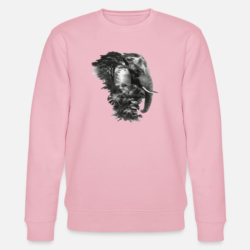 Elephant Jungle Silhouette Double - Stanley/Stella CHANGER Unisex Organic Sweatshirt - cotton pink