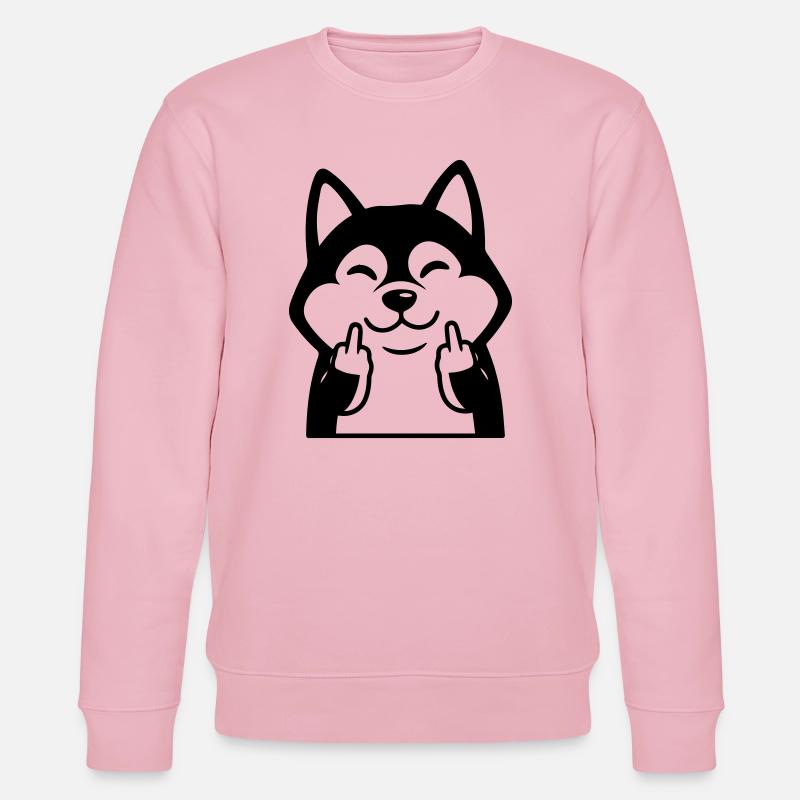 Frecher Husky zeigt Mittelfinger – Lustiger Comic - Stanley/Stella Unisex Bio-Sweatshirt CHANGER  - Hellrosa