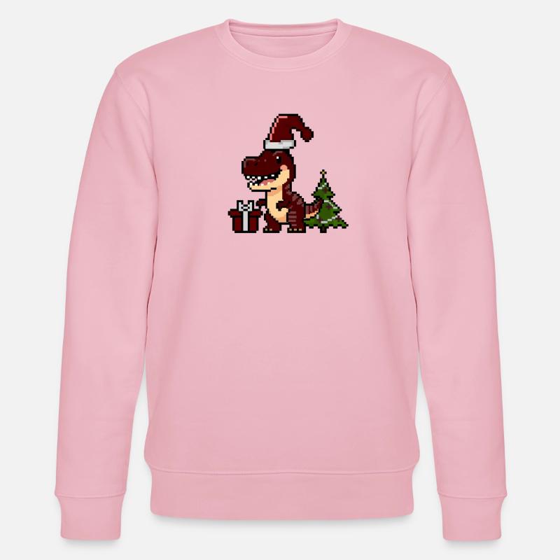 Pixel Dino Weihnachtsdino - Stanley/Stella Unisex Bio-Sweatshirt CHANGER  - Hellrosa