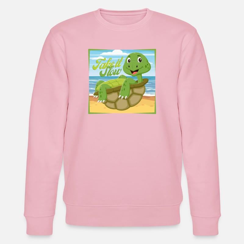 Take it Slow – Chillige Schildkröte - Stanley/Stella Unisex Bio-Sweatshirt CHANGER  - Hellrosa