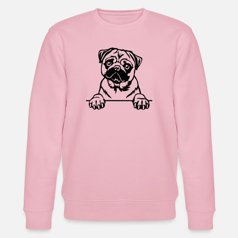 Pug Head - Stanley/Stella CHANGER Unisex Organic Sweatshirt - cotton pink