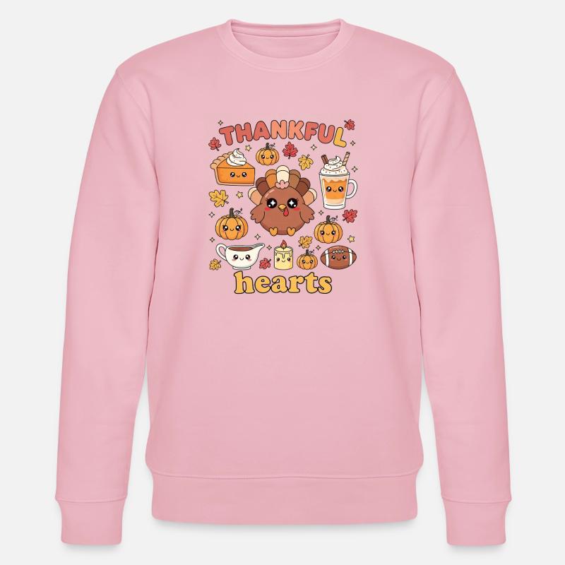Dankbare Herzen Niedlich Truthahn Herbst - Stanley/Stella Unisex Bio-Sweatshirt CHANGER  - Hellrosa