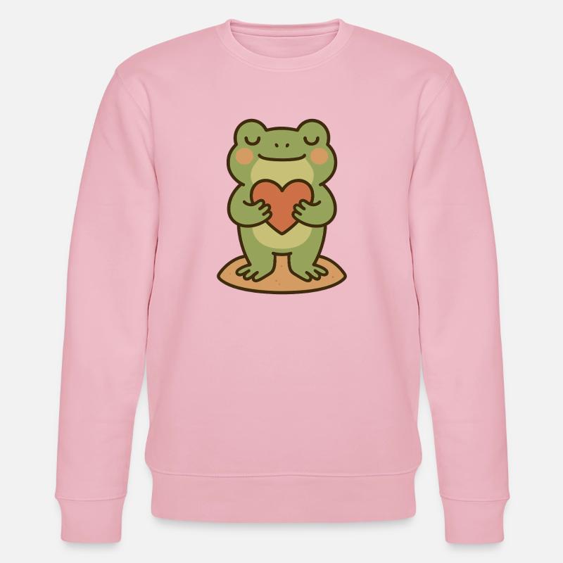 Frosch mit Herz – Liebevolles Design - Stanley/Stella Unisex Bio-Sweatshirt CHANGER  - Hellrosa