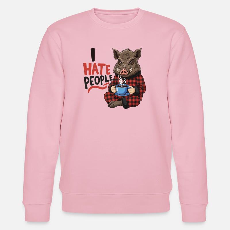 Wildschwein Kaffee Morgenmuffel Lustig Jäger - Stanley/Stella Unisex Bio-Sweatshirt CHANGER - Hellrosa