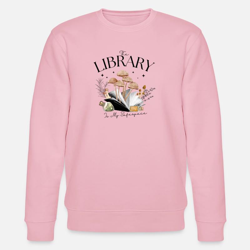 Waldpilz Illustration mit Buchseiten - Stanley/Stella Unisex Bio-Sweatshirt CHANGER  - Hellrosa