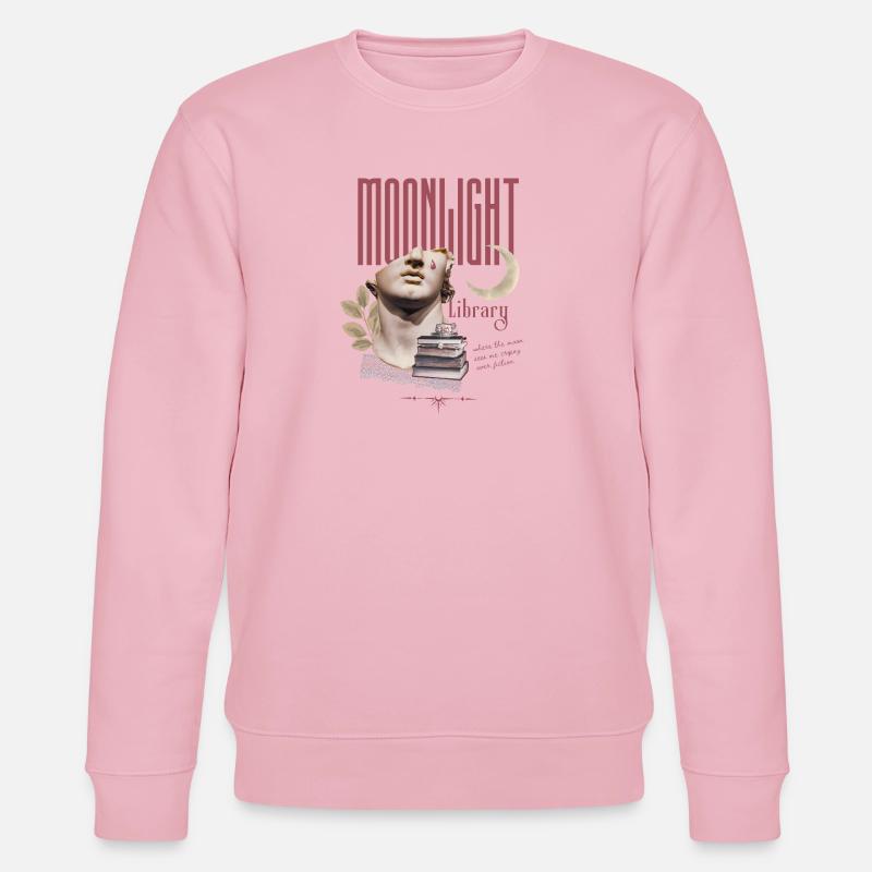 Moonlight Library – Surreales Bücher Design - Stanley/Stella Unisex Bio-Sweatshirt CHANGER  - Hellrosa