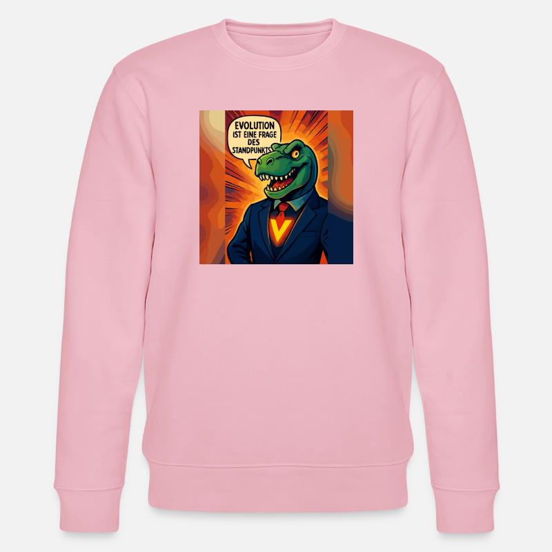 Dino im Anzug – Evolution ist Ansichtssache - Stanley/Stella Unisex Bio-Sweatshirt CHANGER  - Hellrosa