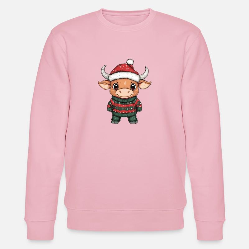 Taureau Noël - Sweat bio CHANGER Stanley/Stella Unisexe - rose pâle