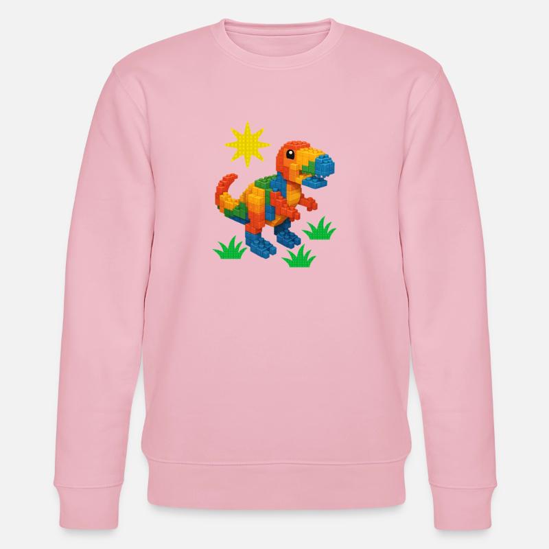 Dinosaur Made Of Bricks Creative Block Builder - Stanley/Stella CHANGER Unisex Organic Sweatshirt - cotton pink