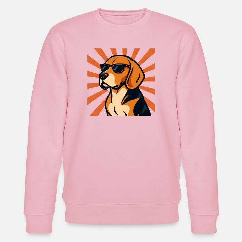 Beagle Hund mit Retro Sonnenbrille - Stanley/Stella Unisex Bio-Sweatshirt CHANGER  - Hellrosa