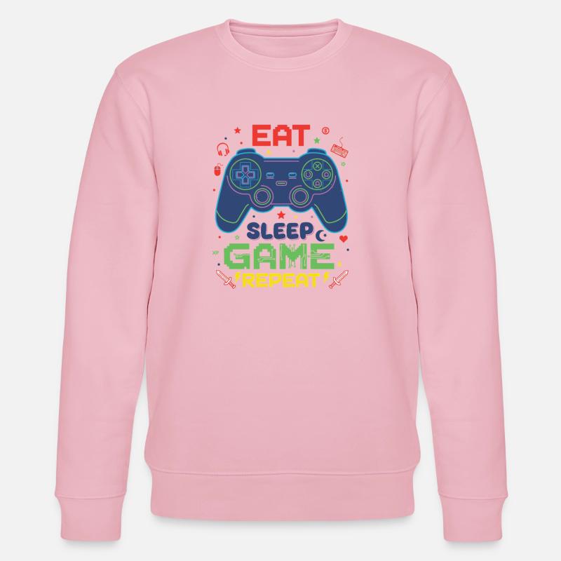 Eat Sleep Game Repeat Neon Controller - Stanley/Stella Unisex Bio-Sweatshirt CHANGER  - Hellrosa
