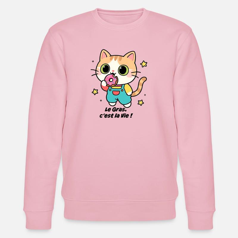 Chaton gourmand donuts, le Gras, c'est la Vie ! - Sweat bio CHANGER Stanley/Stella Unisexe - rose pâle
