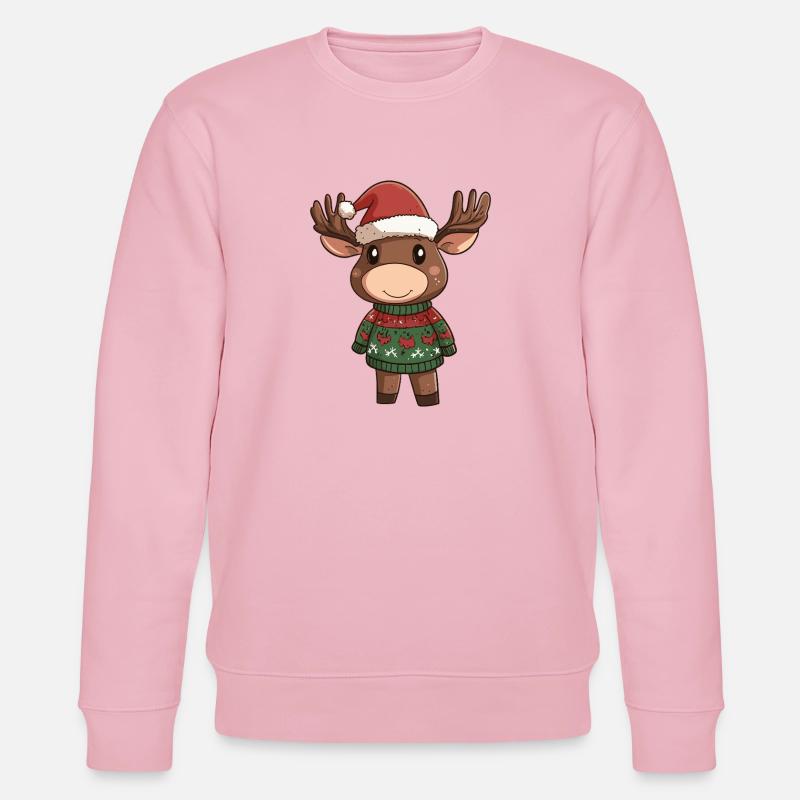 Elch Weihnachten - Stanley/Stella Unisex Bio-Sweatshirt CHANGER  - Hellrosa