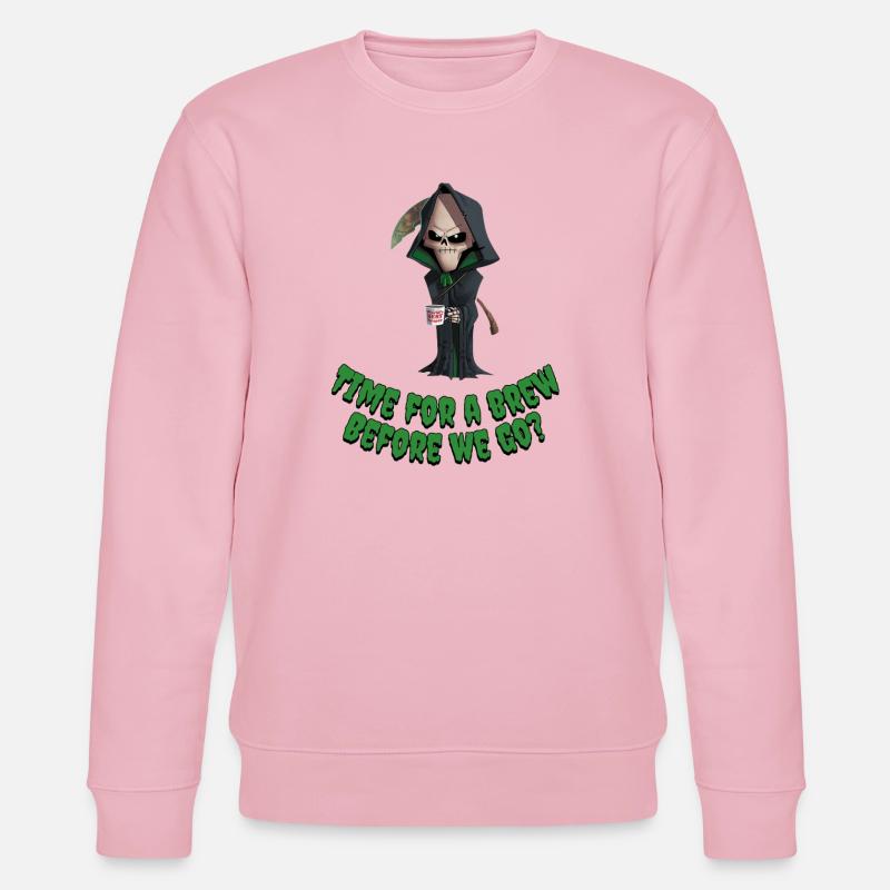 Grim Reaper Coffee Humor Tee - Stanley/Stella CHANGER Unisex Organic Sweatshirt - cotton pink